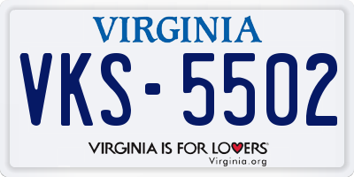 VA license plate VKS5502