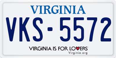 VA license plate VKS5572