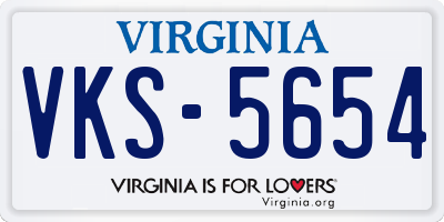 VA license plate VKS5654
