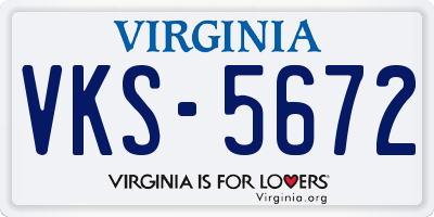 VA license plate VKS5672