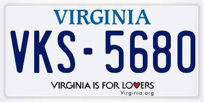 VA license plate VKS5680