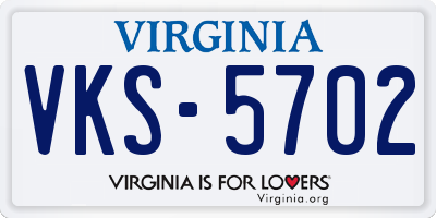 VA license plate VKS5702