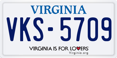 VA license plate VKS5709