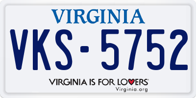 VA license plate VKS5752