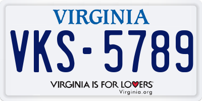 VA license plate VKS5789
