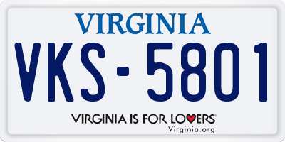 VA license plate VKS5801