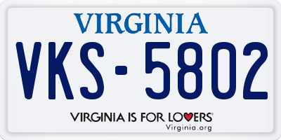 VA license plate VKS5802