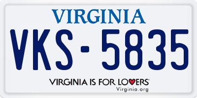 VA license plate VKS5835
