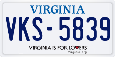 VA license plate VKS5839