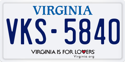 VA license plate VKS5840