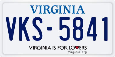 VA license plate VKS5841