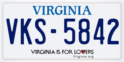 VA license plate VKS5842