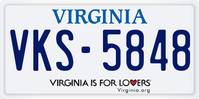 VA license plate VKS5848