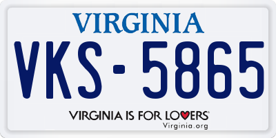 VA license plate VKS5865