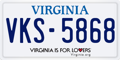 VA license plate VKS5868