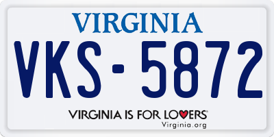 VA license plate VKS5872
