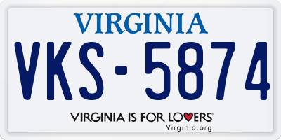 VA license plate VKS5874