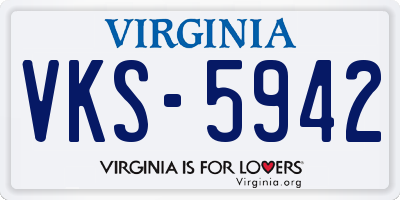 VA license plate VKS5942