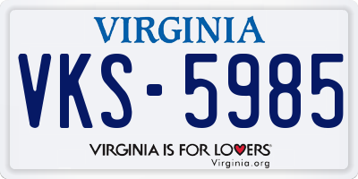 VA license plate VKS5985