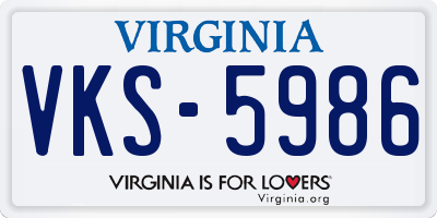 VA license plate VKS5986