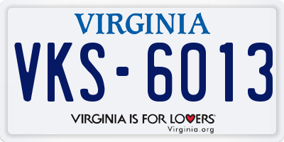 VA license plate VKS6013