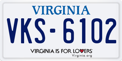 VA license plate VKS6102