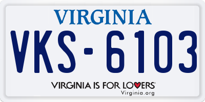 VA license plate VKS6103