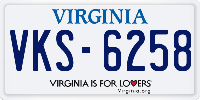 VA license plate VKS6258