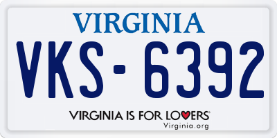 VA license plate VKS6392