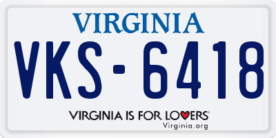 VA license plate VKS6418