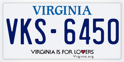 VA license plate VKS6450