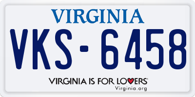 VA license plate VKS6458