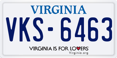VA license plate VKS6463