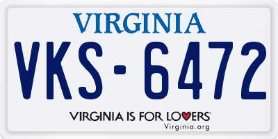 VA license plate VKS6472