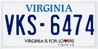 VA license plate VKS6474