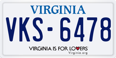 VA license plate VKS6478