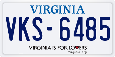 VA license plate VKS6485
