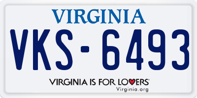 VA license plate VKS6493