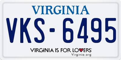 VA license plate VKS6495