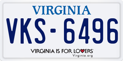 VA license plate VKS6496