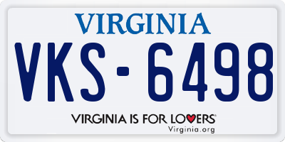 VA license plate VKS6498