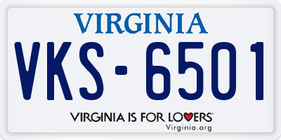 VA license plate VKS6501