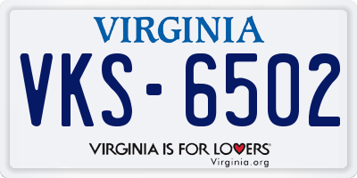 VA license plate VKS6502