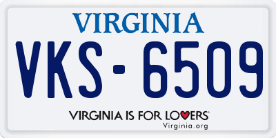 VA license plate VKS6509