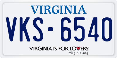 VA license plate VKS6540