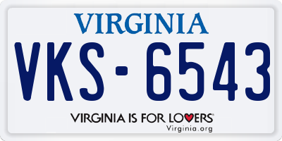 VA license plate VKS6543