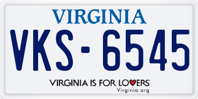 VA license plate VKS6545