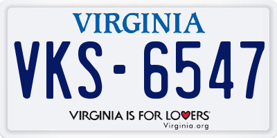 VA license plate VKS6547