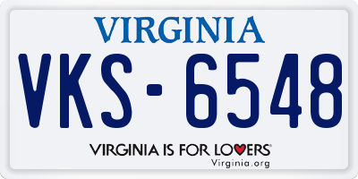 VA license plate VKS6548