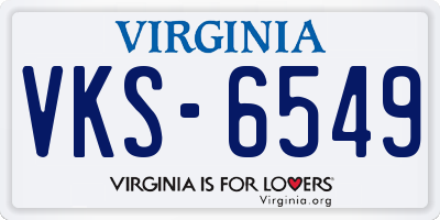 VA license plate VKS6549